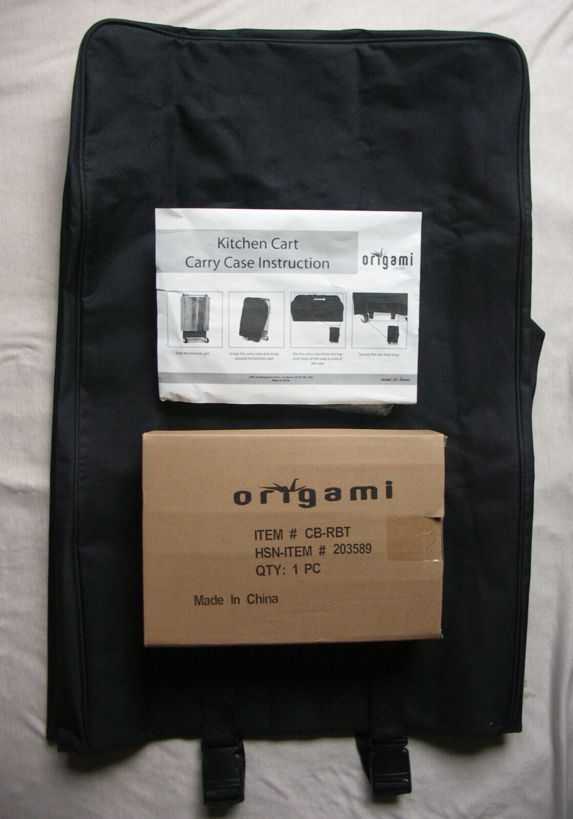 ORIGAMI FOLDING KITCHEN CART ON WHEELS CARRYING CASE BLACK  - NEW