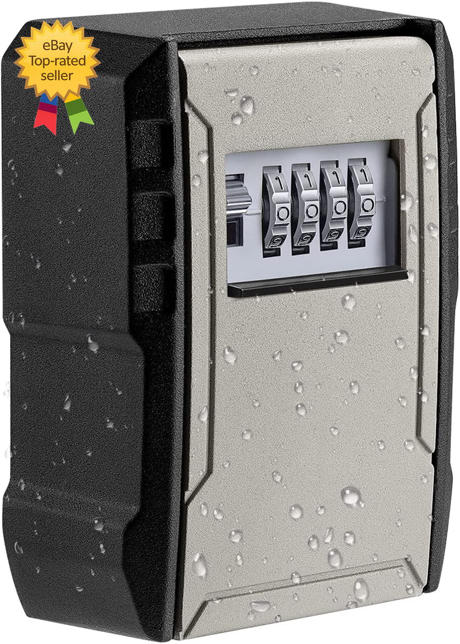 UPGRADE Extra Large Capacity Key Lock Box  Weatherproof Wall Mount Key Box