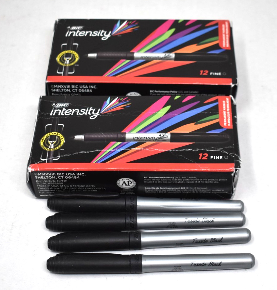 Wholesale Bulk Lot of 28 BIC Intensity Fine Point Black Permanent Markers
