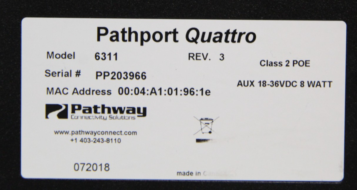 Pathport Quattro DMX/RDM Gateway Model 6311 Ethernet DMX Connector