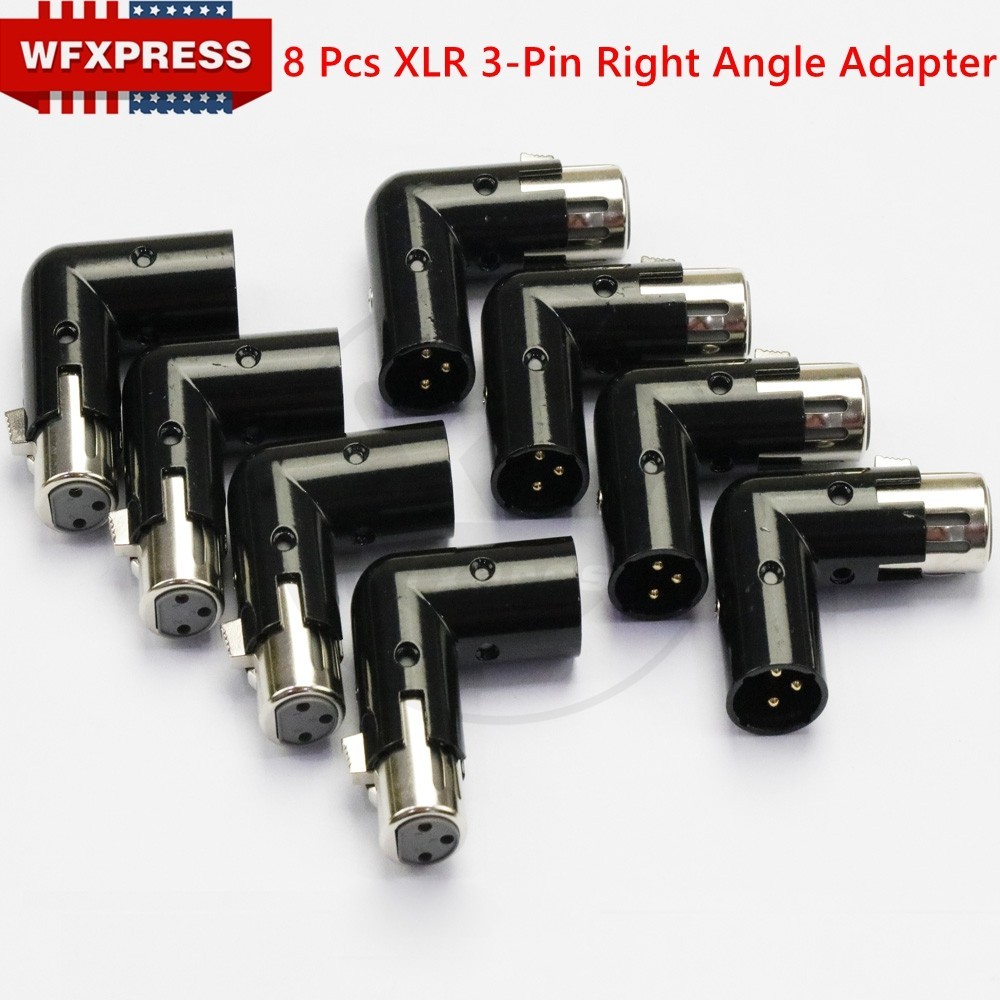 8 Pcs XLR 3-Pin Right Angle Adapter Male and Female Adjustable 4 Angle Positions
