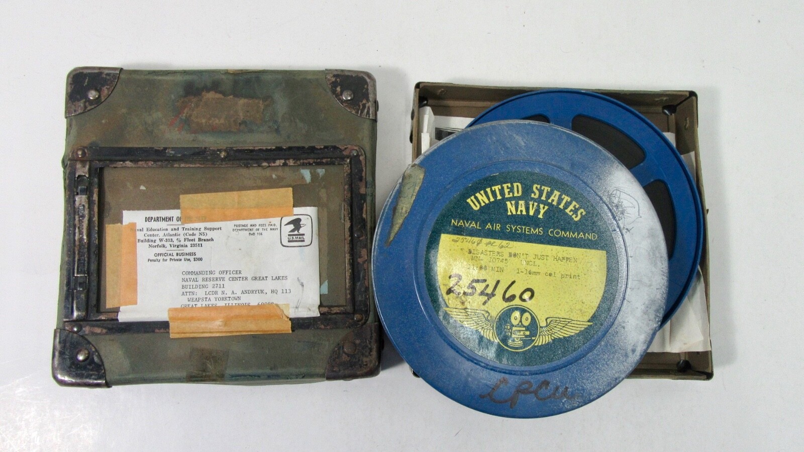 UNITED STATES NAVY OFFICIAL TRAINING FILM 16MM IN ORIGINAL MAILING HARD CASE
