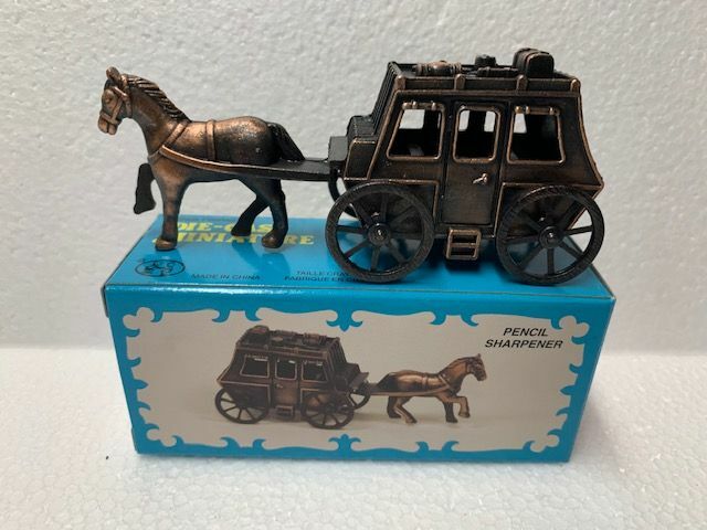 STAGE COACH BRONZE DIE CAST METAL COLLECTIBLE PENCIL SHARPENER NEW / BOX