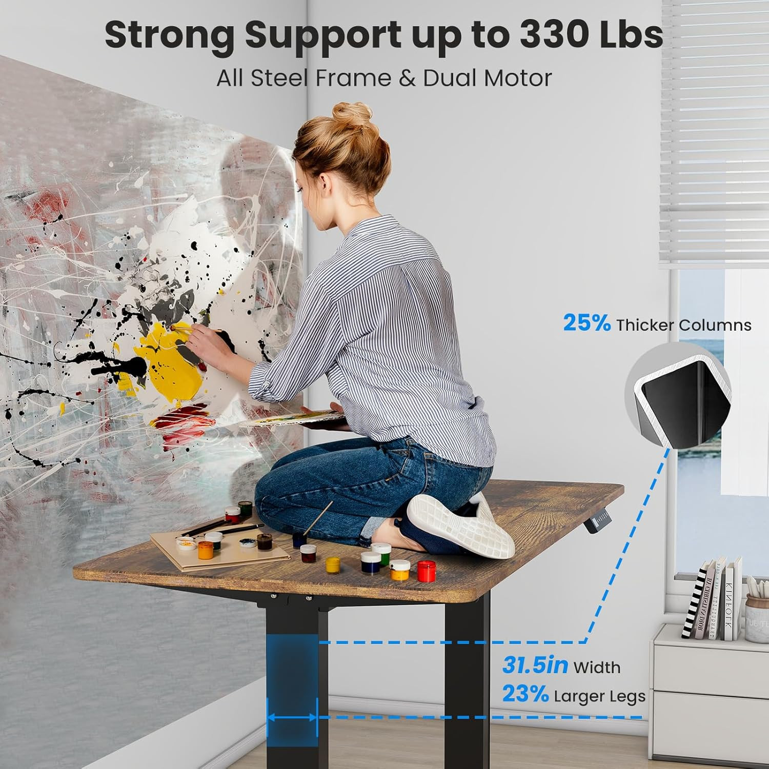 Height Adjustable Dual Motor Standing Desk Frame - 300 Lbs Capacity