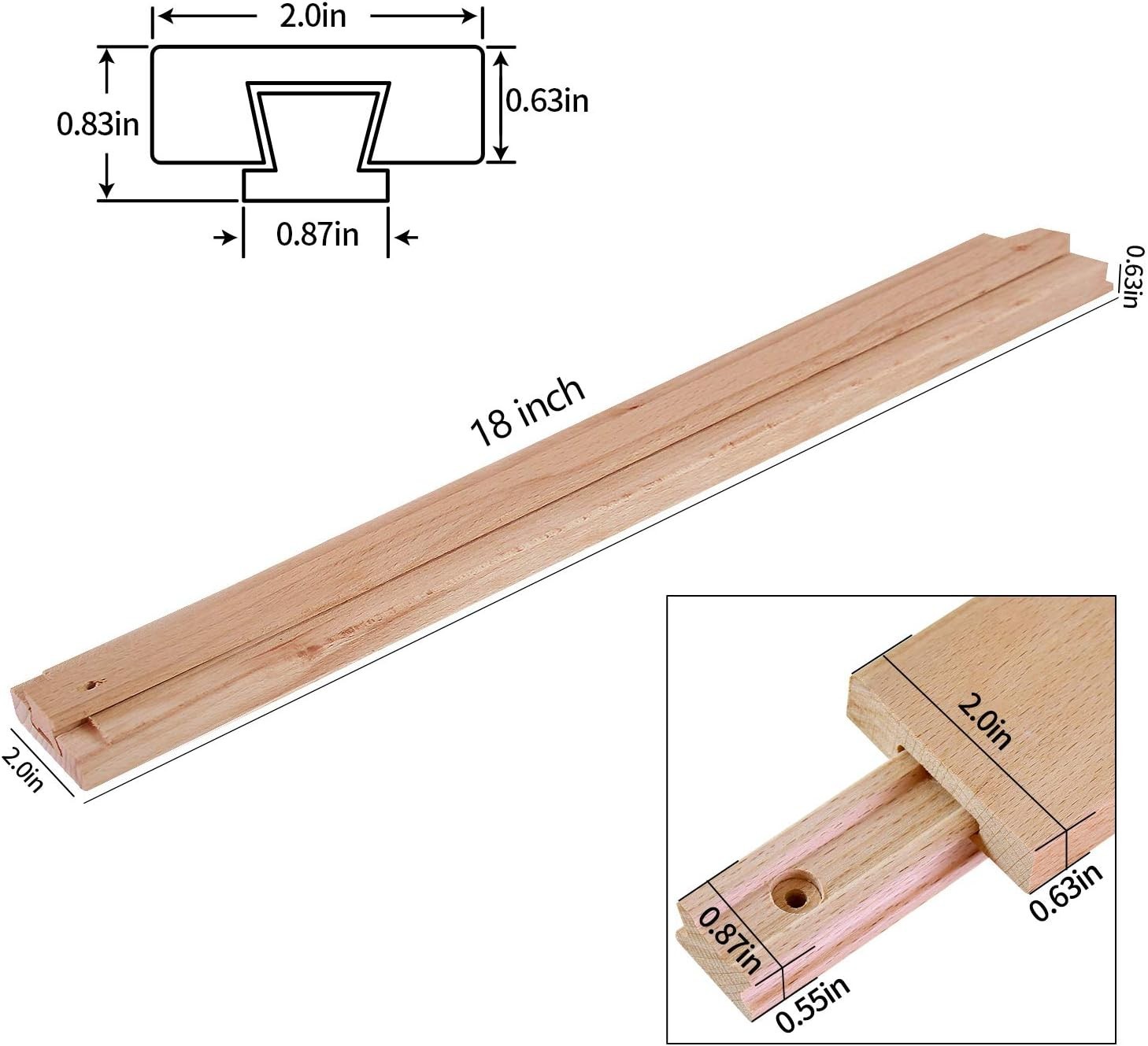 18" Wood Drawer Slide Set - Smooth Center Guide Track