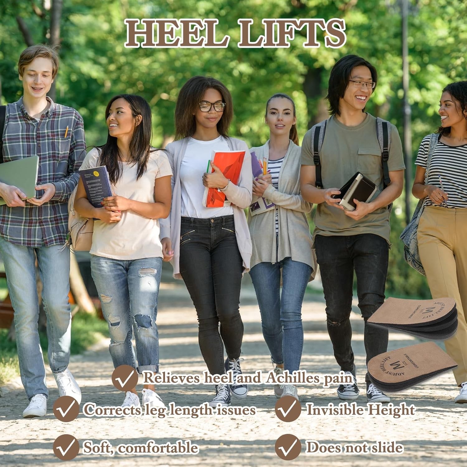 Versatile Adjustable Heel Lifts for Men & Women - All Day Comfort in Medium Size