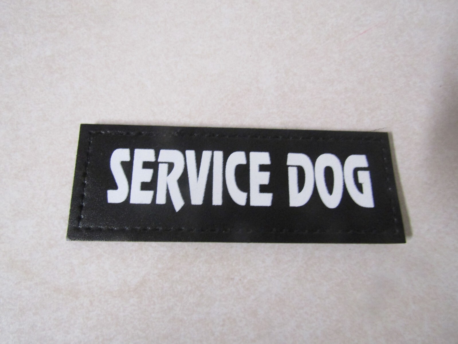 PATCH HOOK & LOOP APPROX 4 BY 1 1/2 SERVICE DOG MEDICAL BLACK WHITE WRITING