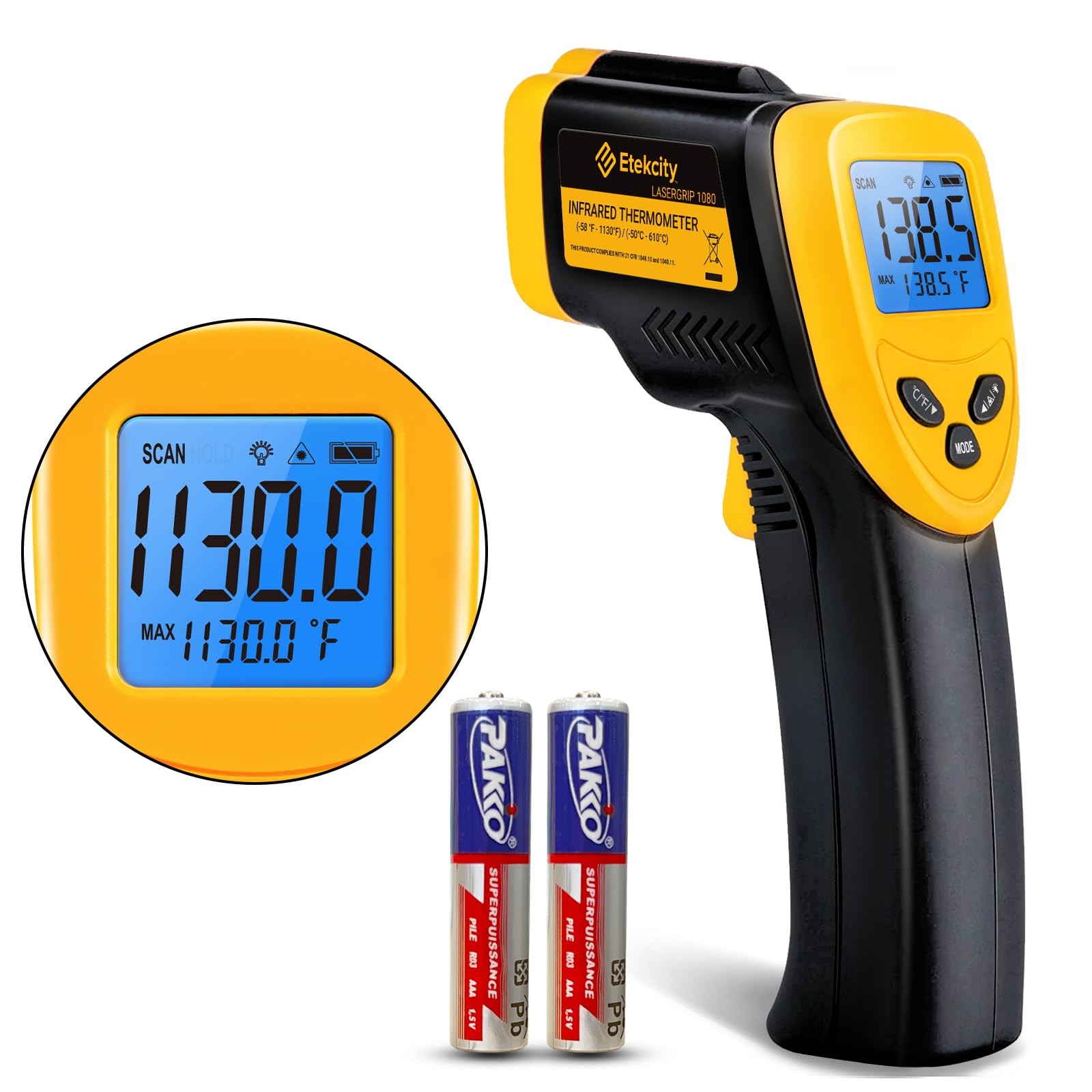 Etekcity Infrared Thermometer Temperature Gun 1080, -58°F to 1130°F for Meat