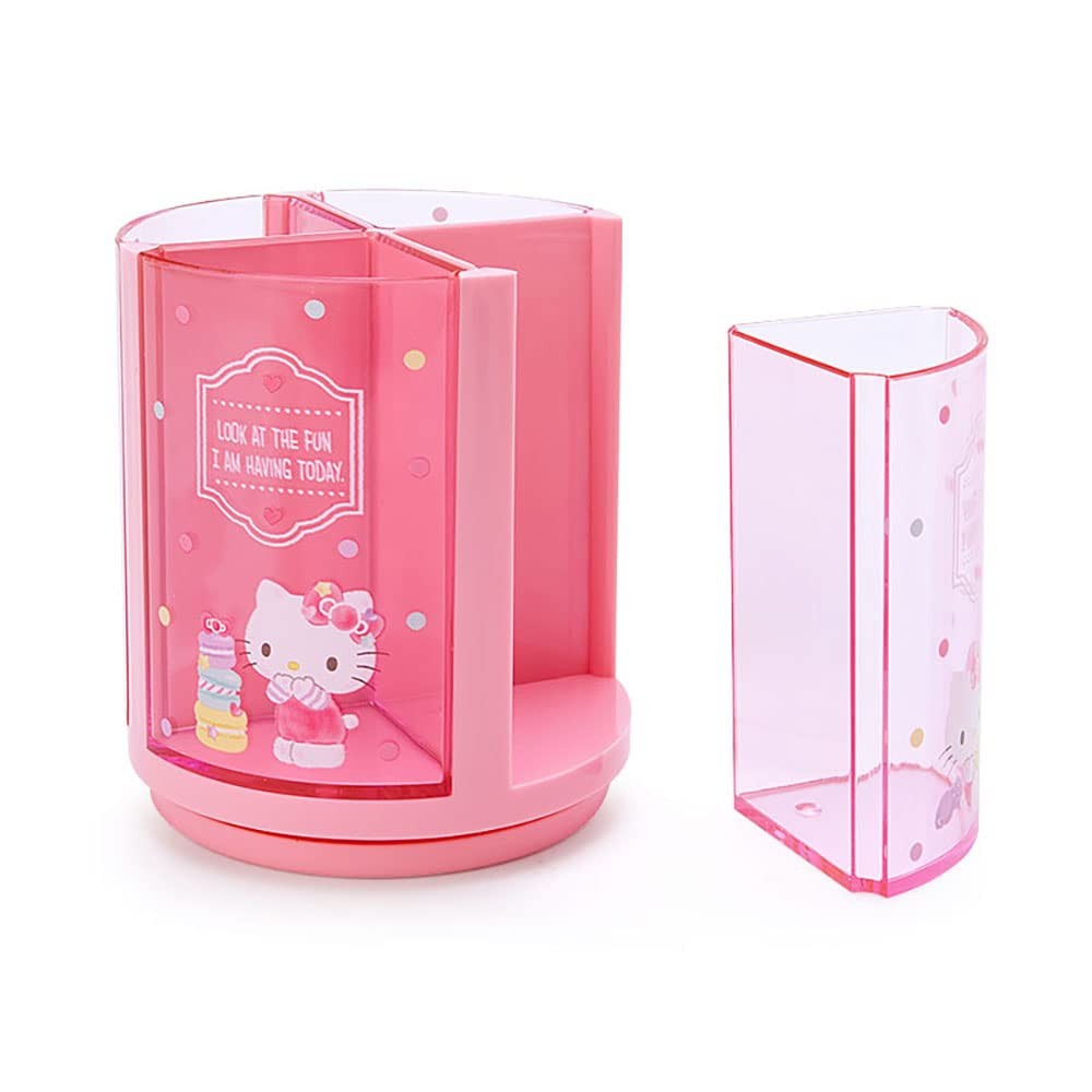 213110 Pink Plastic Hello Kitty Kitty Pen Stand 360 Degree Rotating Pen Stand...