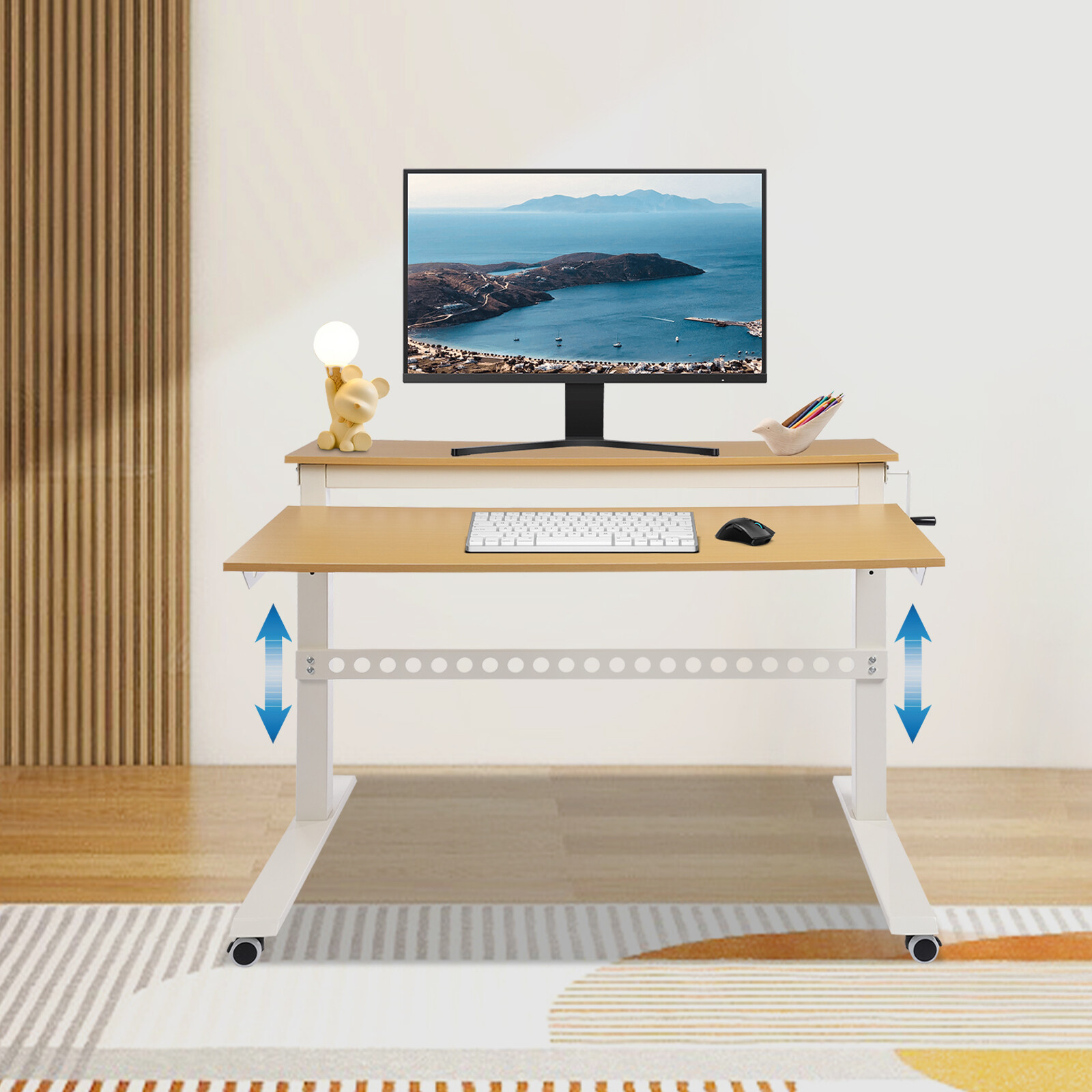Home Office Height Adjustable Standing Desk Computer Desk w/ Wheels 47"x 28.5"
