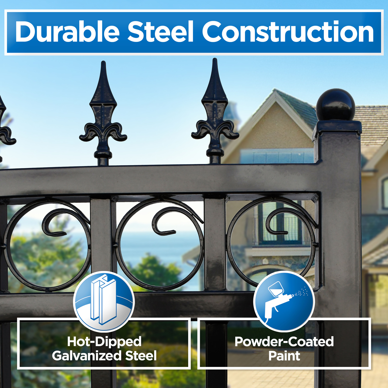 ALEKO London Style Ornamental Steel Single Sliding 14' Driveway Gate