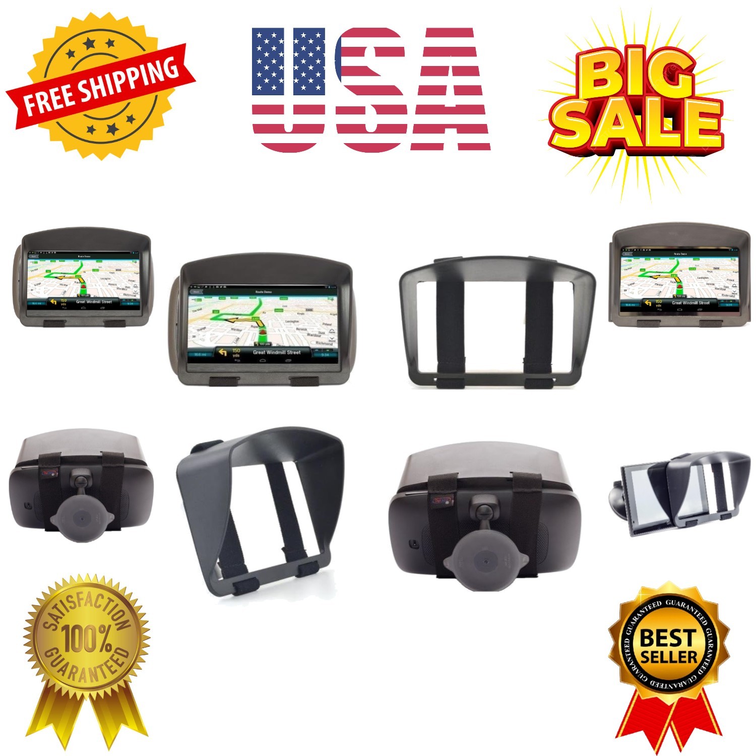 6-Inch GPS Sun Shade Visor with Strap Mount – Fits Garmin DriveSmart 66/60, D...