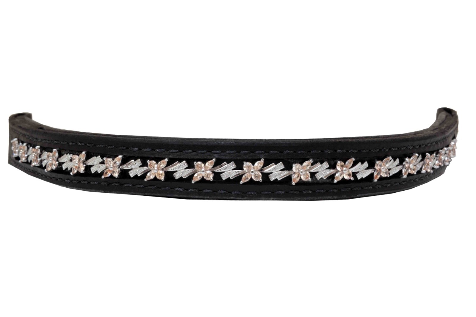 Browband People On Horses, Flower Champagne - 1 3/4" Endloop - 3-17",