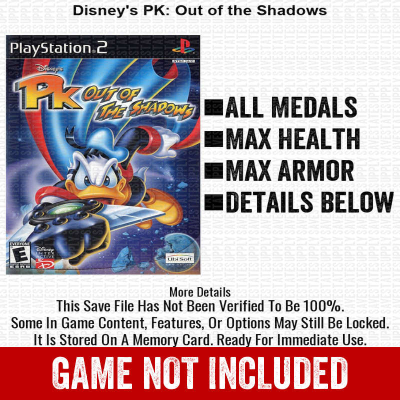 Disney s PK Out of the Shadows 100% PS2 Memory Card All CHEATS ITEMS