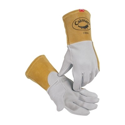1864 Deerskin Unlined Lean-On Patch TIG Welding Gloves, Large, Gray, 4 in