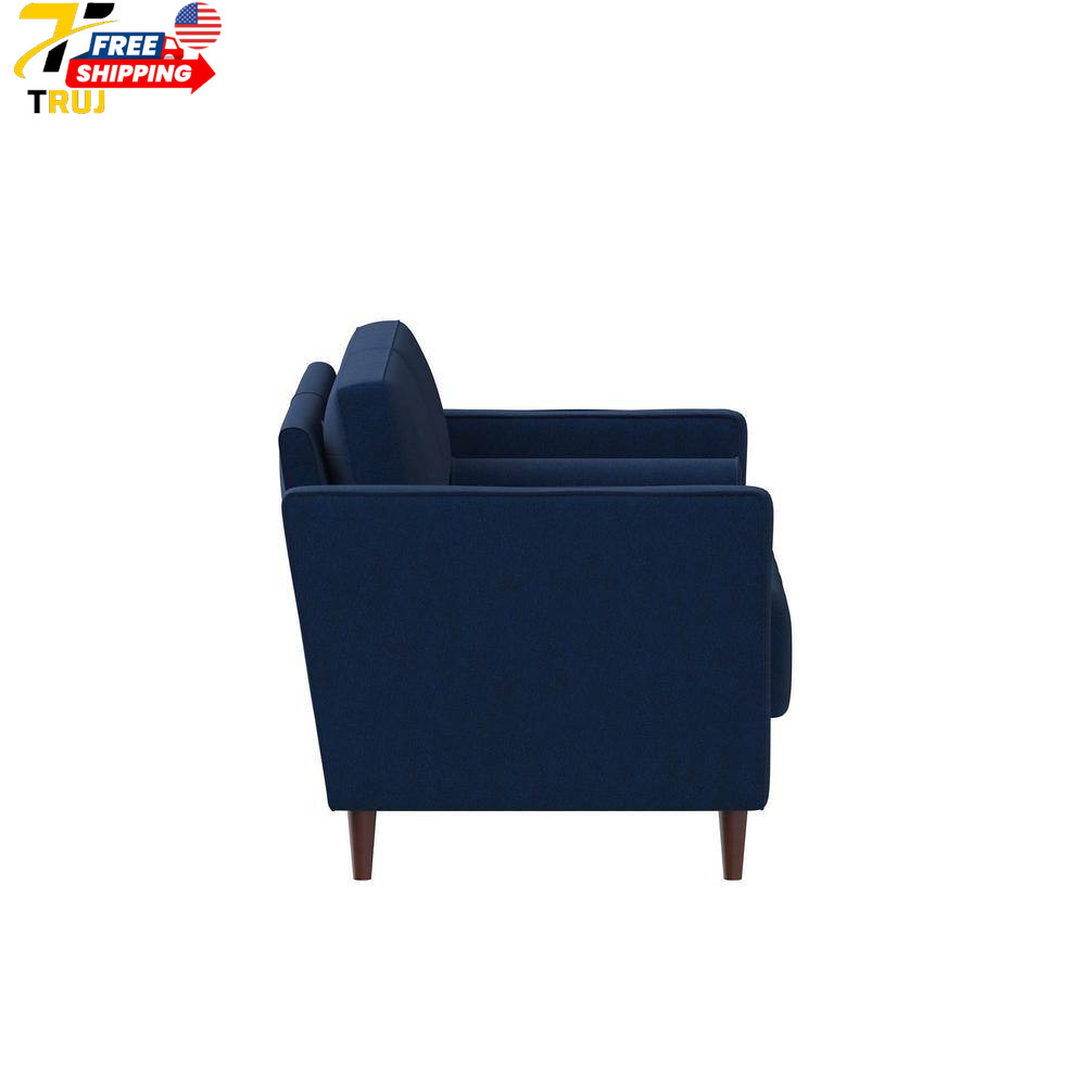 Lillith 52.4" Navy Blue Tufted Polyester 2-Seater Loveseat with Square Arms NEW