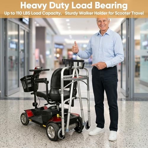 Universal Walker Holder for Mobility Scooters - Heavy Duty, Lightweight, Easy In