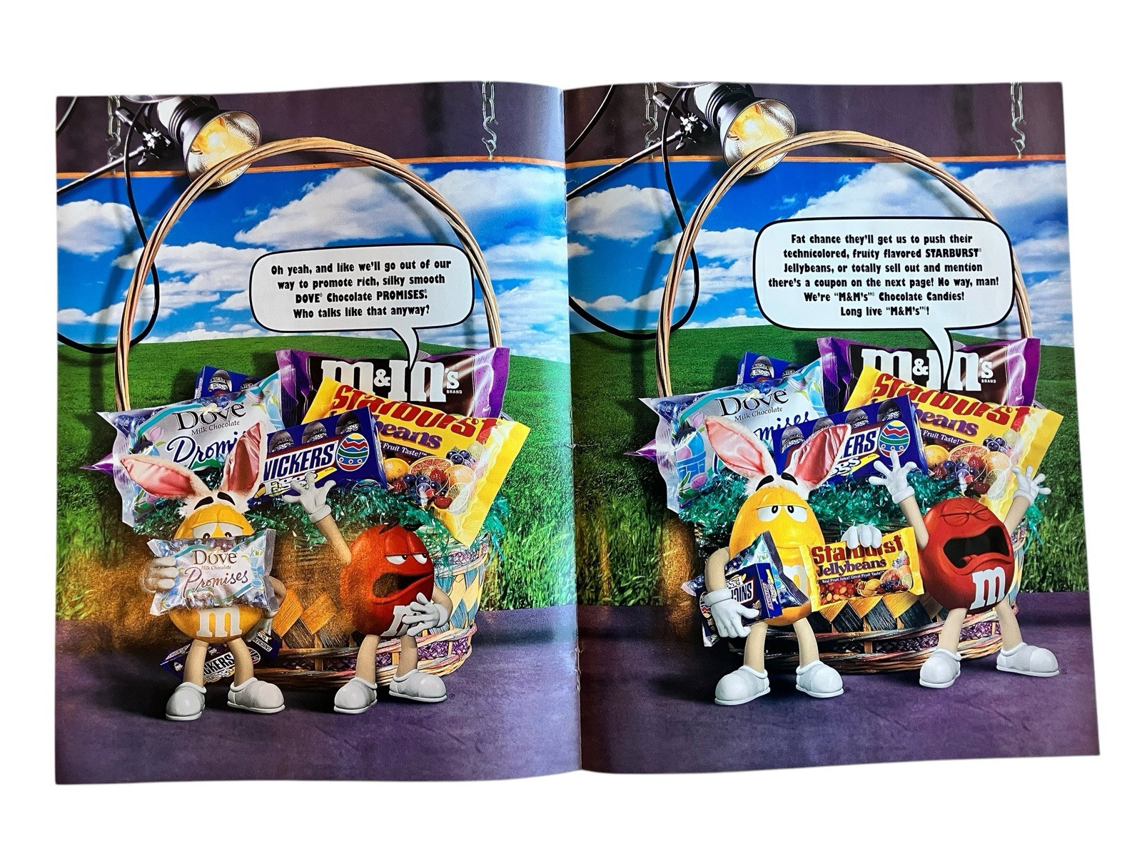 Vtg M&M Easter Print Ad 1998 We Got Your Easter Right Here Two Page Double Sided
