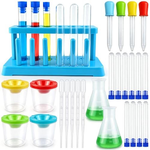 26PCS Science Lab Kit Plastic Lab Science Experiments and Test Tubes Set |
