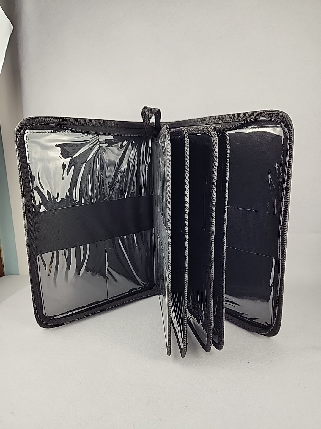 40 Pocket Black Canvas Storage Craft Organizer Card Photo Holder Case Zipper
