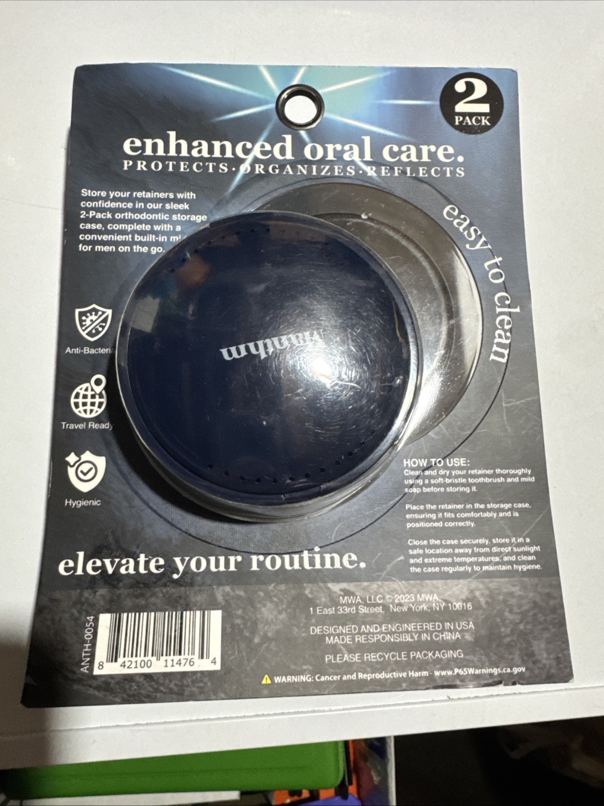 Manthm Orthodontic Storage Case 2 Pack Built In Mirror Retainer Travel Ready