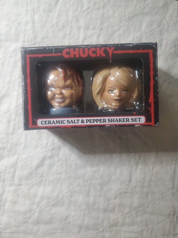 Chucky Tiffany Ceramic Salt & Pepper Shaker Set Halloween Horror Silver Buffalo