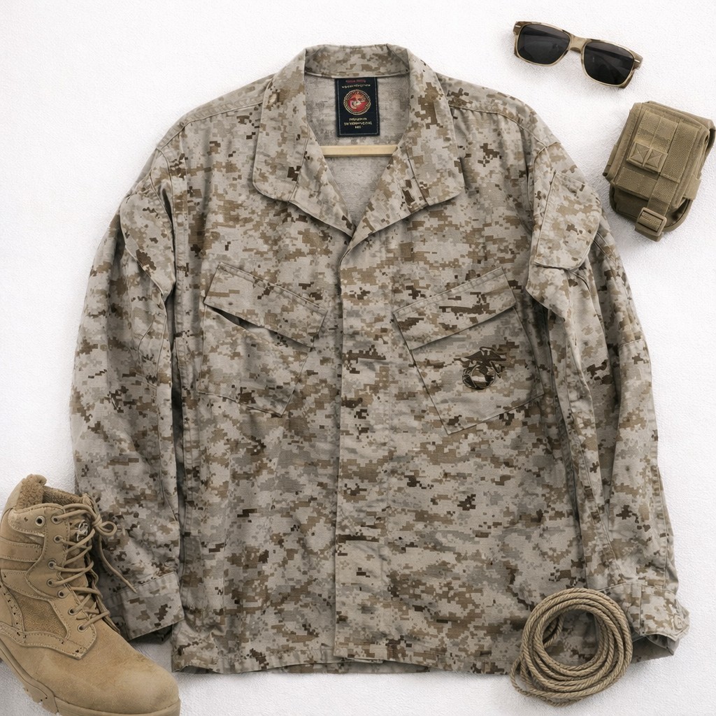 Propper International Marines Desert Camo L Sleeve Heavy Shirt. Mens Sz Medium.