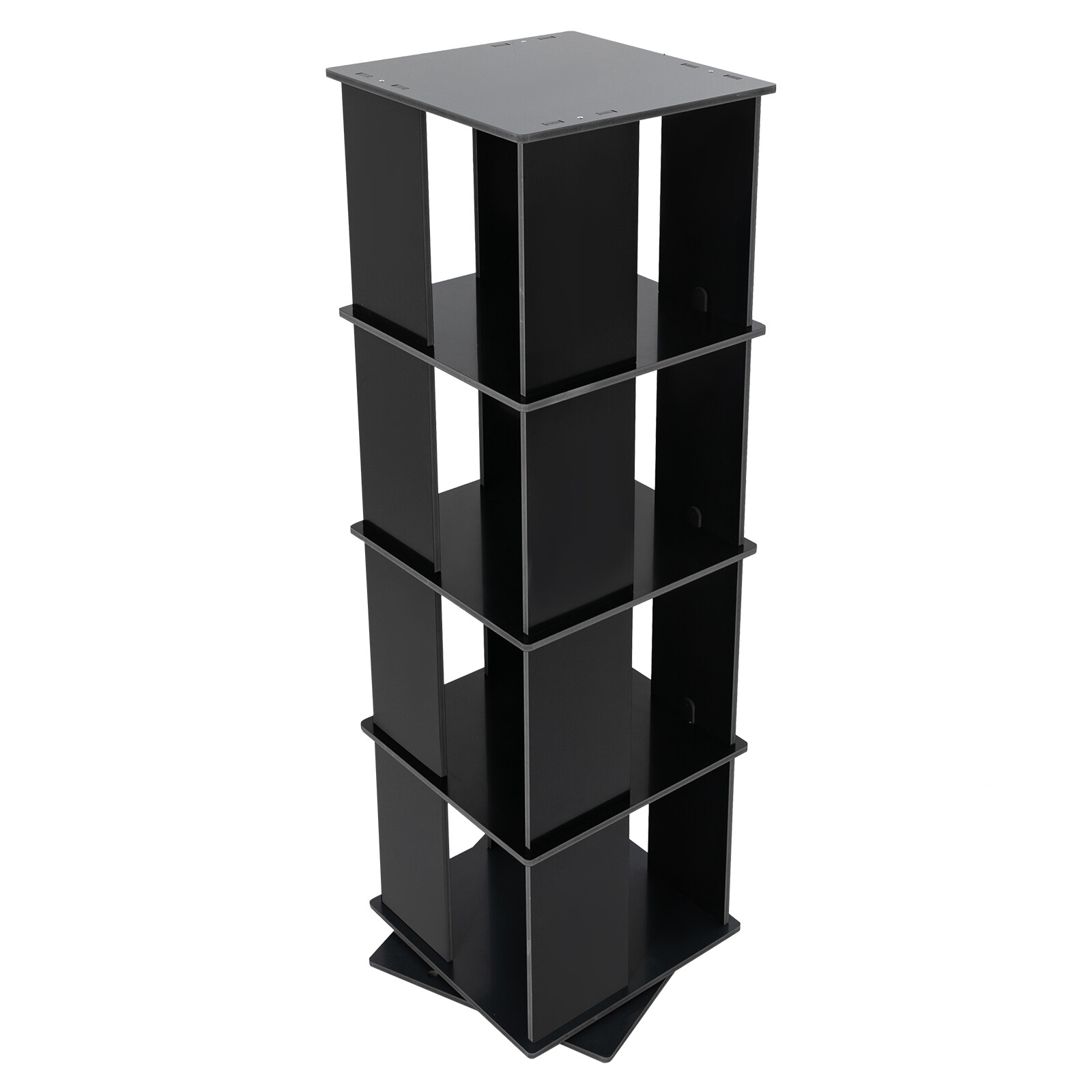 Black Bookcase Storage Shelf 360° Rotating Bookshelf Freestanding Display Rack