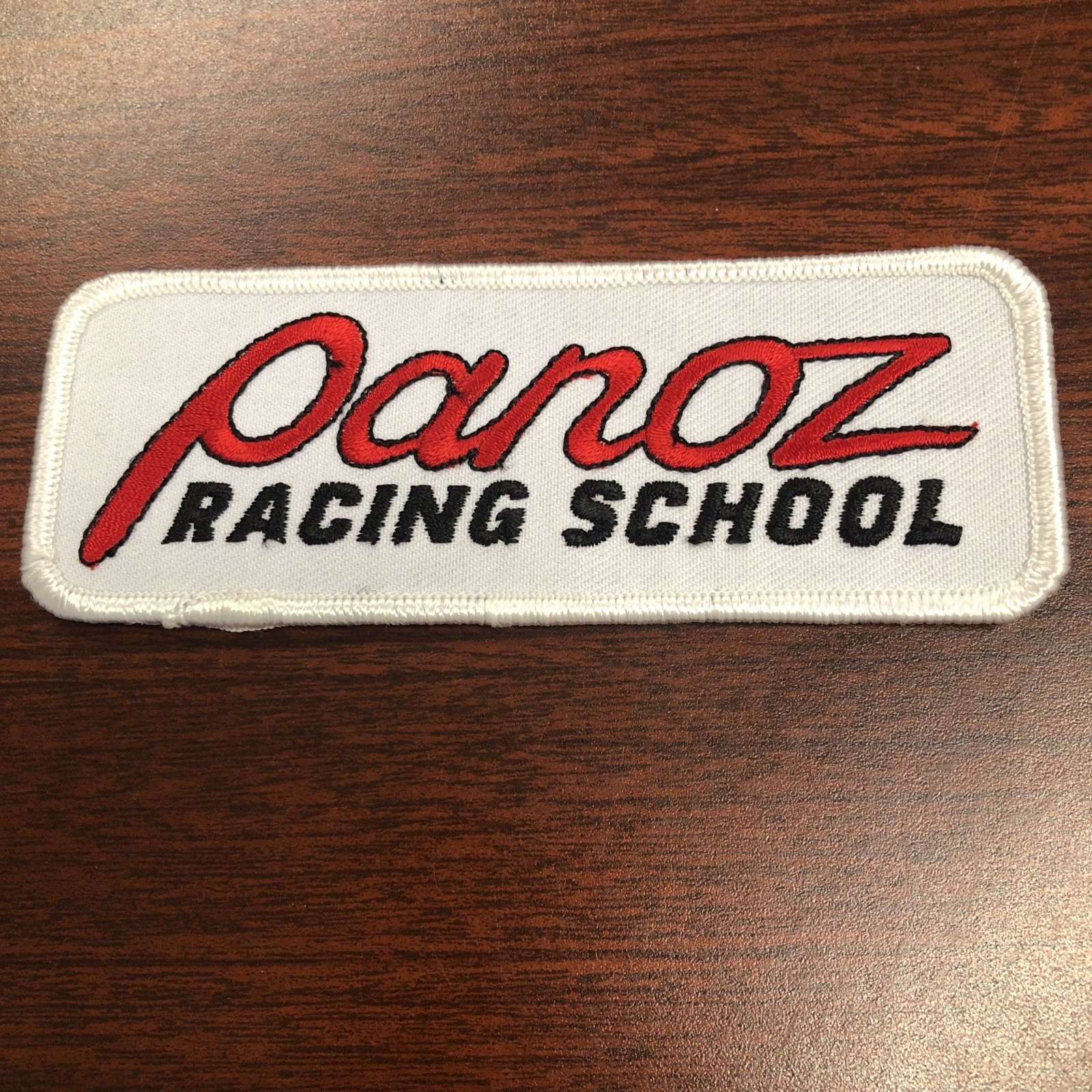 Rare PANOZ Racing School Car Moto-sports Auto 4in Sew On Embroidered Patch Badge