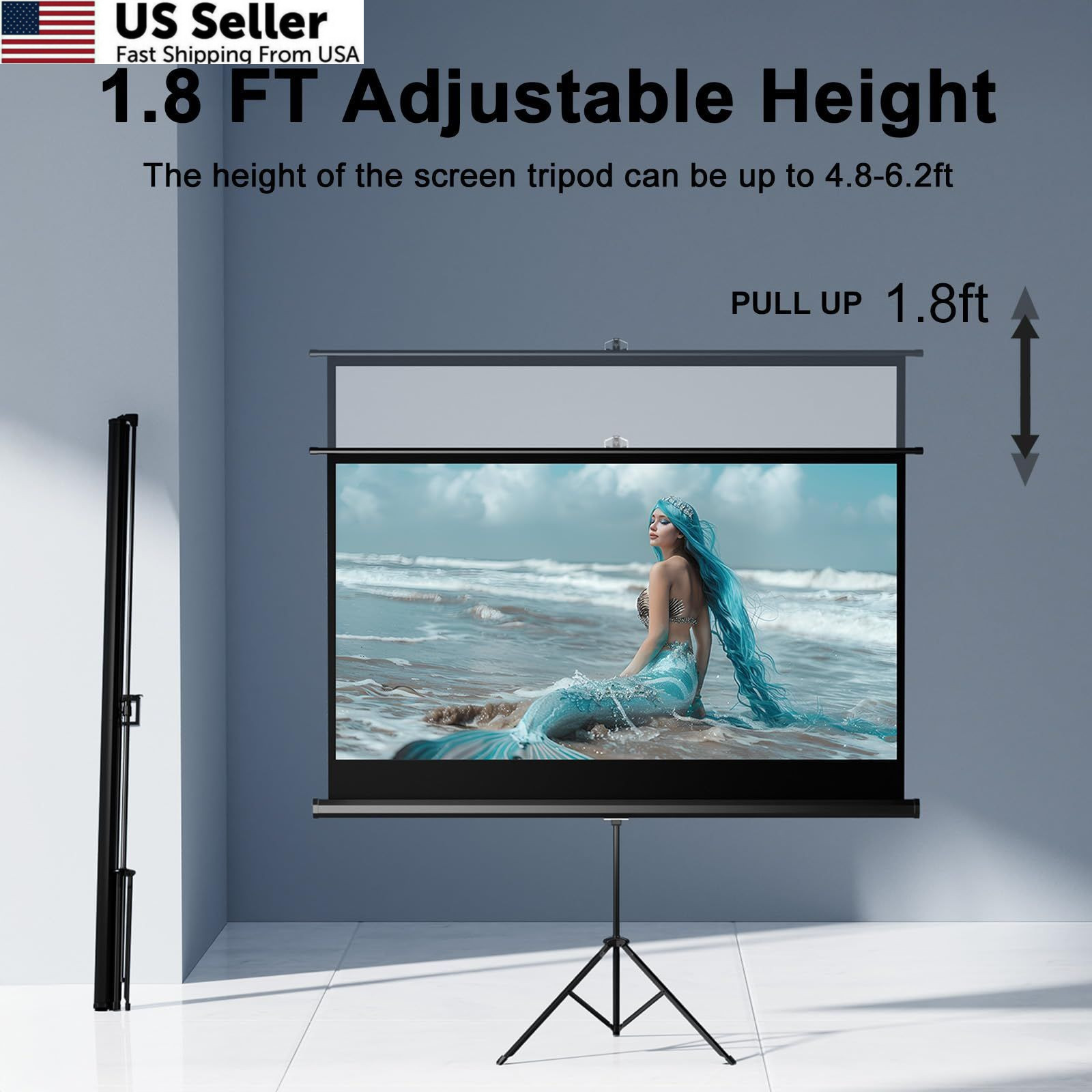 SCREENMAX Outdoor Projector Screen with Stand Tripod, 60 inch 16:9, white