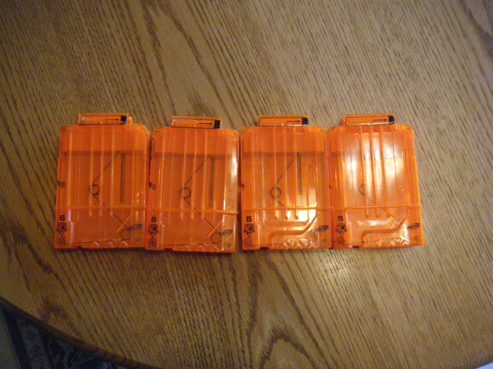 Nerf Dart Gun 6 Round Ammo Magazine Clip Orange lot of 4