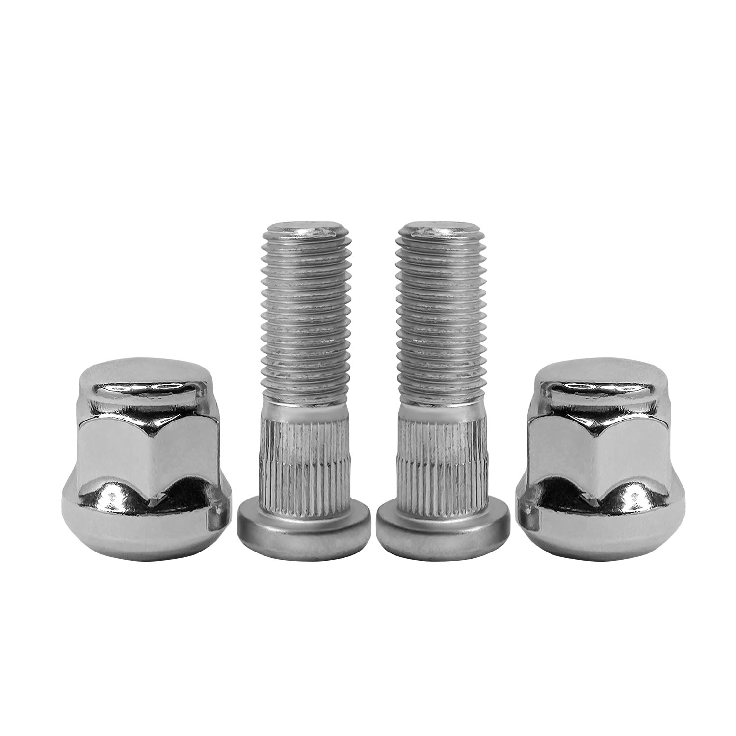 Mysttoo M12x1.5 Chrome Wheel Lug Stud Nut Set Compatible with 4PCS, Silver