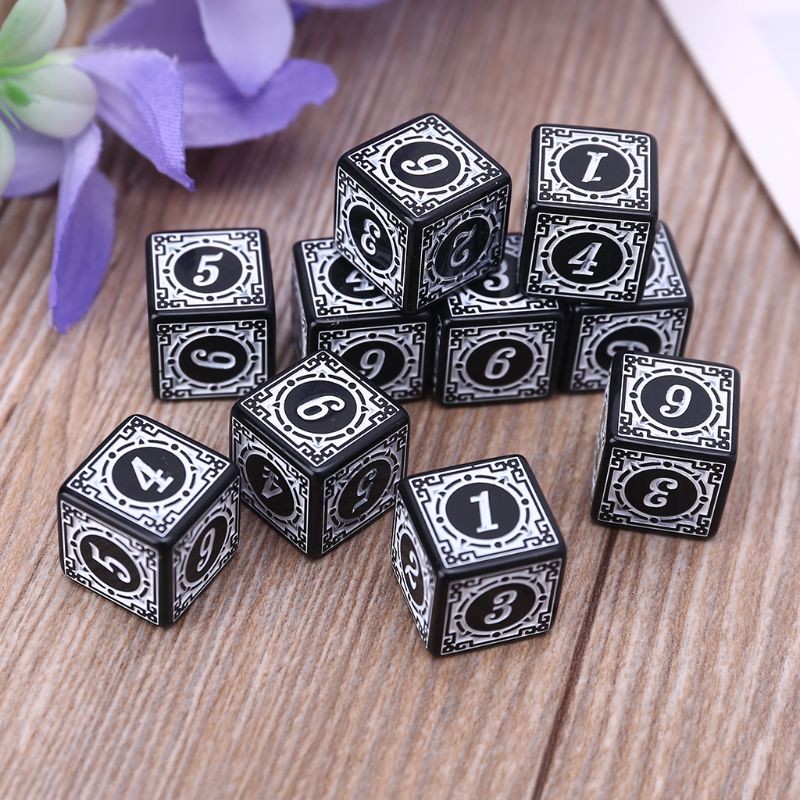 10 Pcs Acrylic 6 Sided Square Edged Dices for Table Game, Classroom Teaching