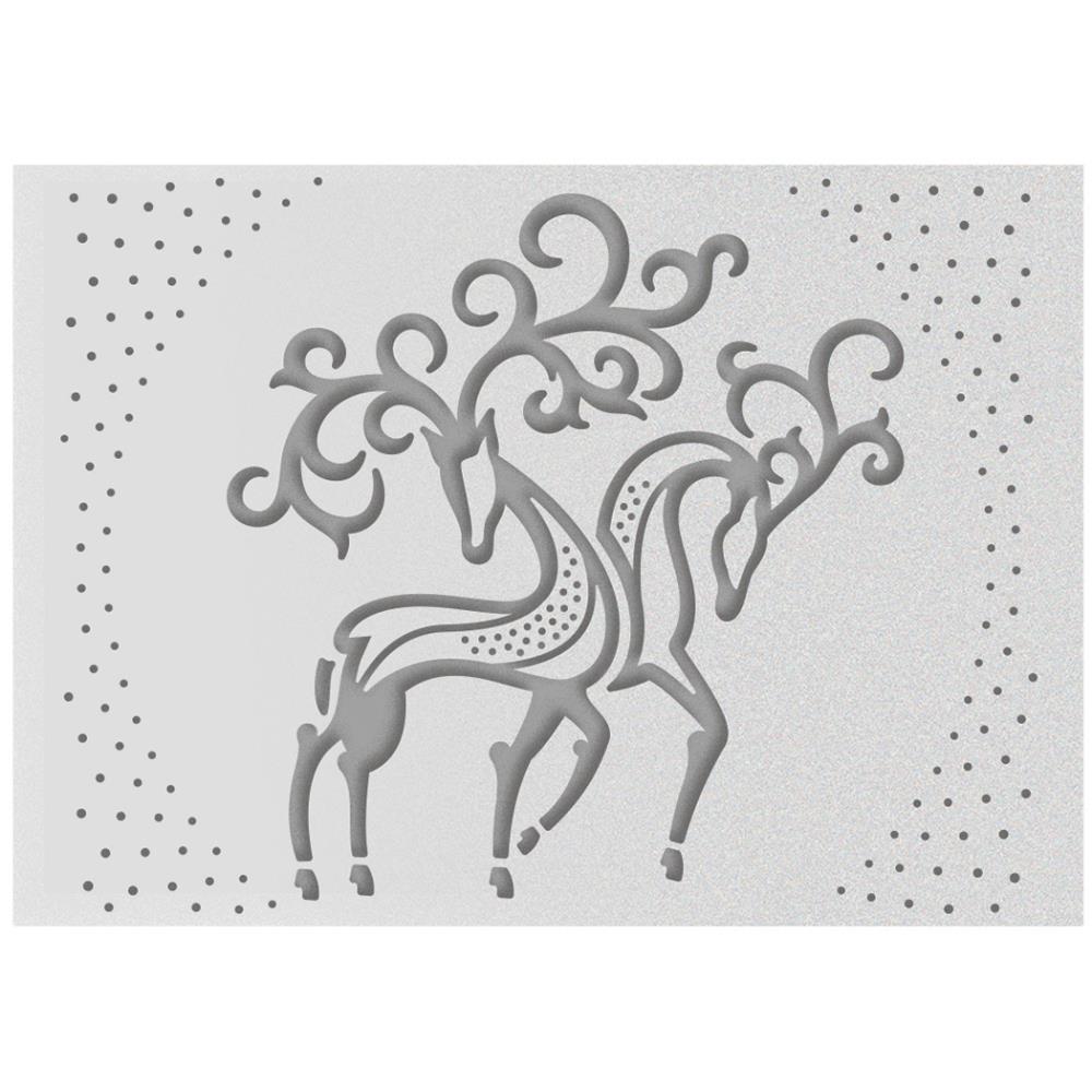 Ultimate Crafts A2 Embossing Folder Comet and Cupid Reindeer Christmas
