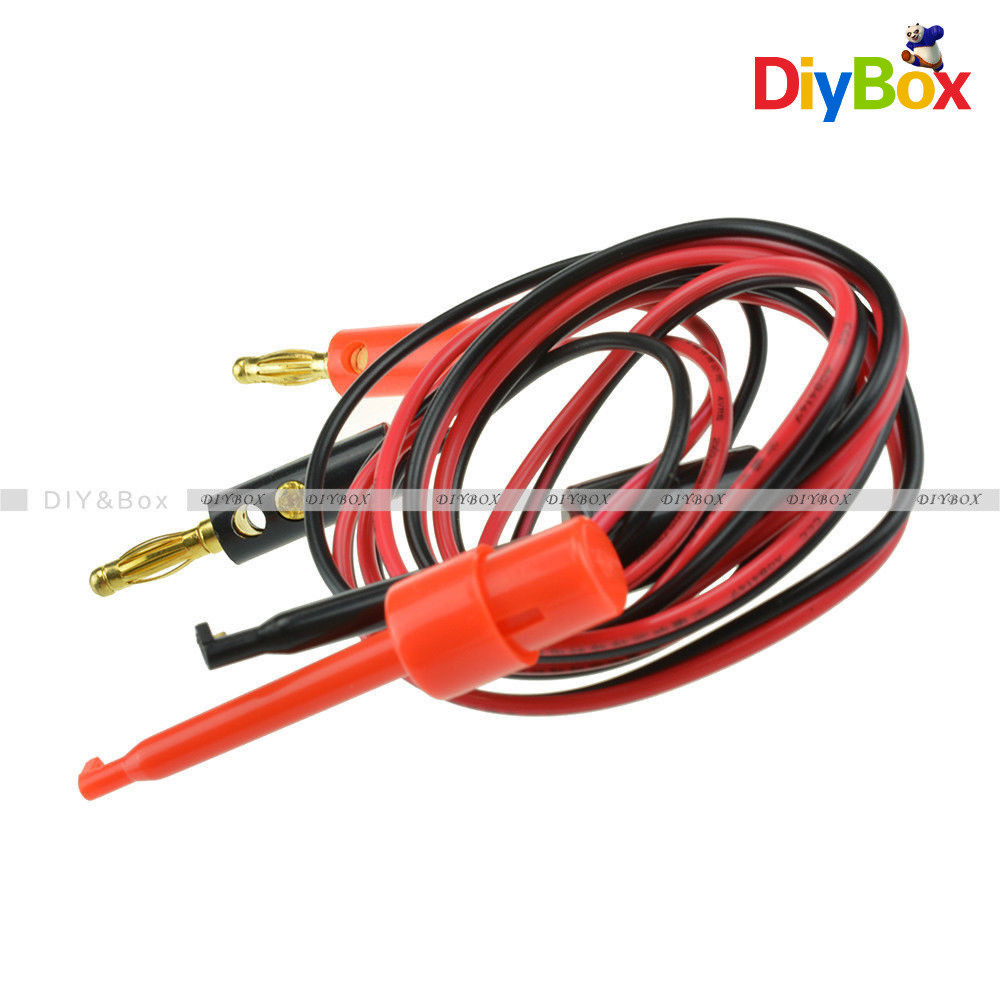 1 Pair Small Test Hook Clip to Banana Plug for Multimeter Test Lead Cable D