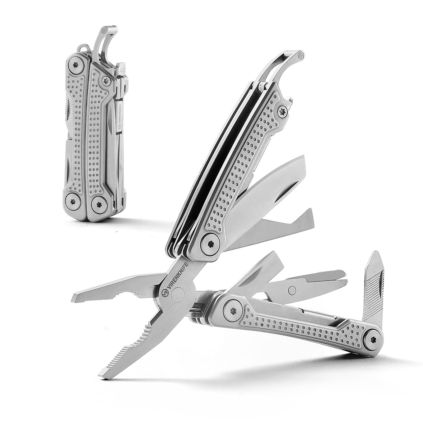 Mini Multitool Pocket Knife,12-In-1 Multi-Tool EDC Knife Stainless Steel for Cam
