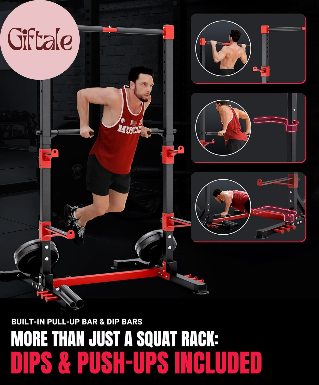 Smith Machine & Squat Rack Combo, Multi-Functional Power Racks with Adjustable W