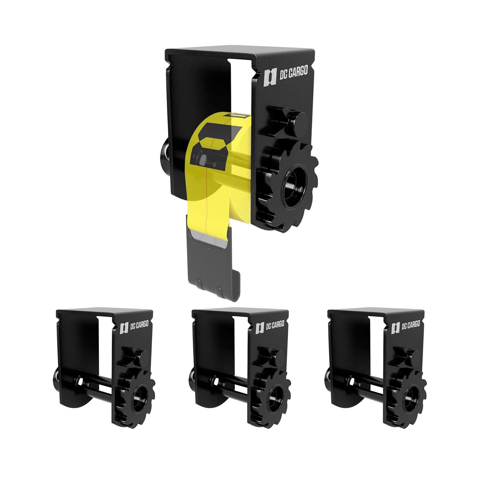DC Cargo 4-Pack Storable Sliding Winch for Flatbed Trailer | Heavy Duty Tie D...