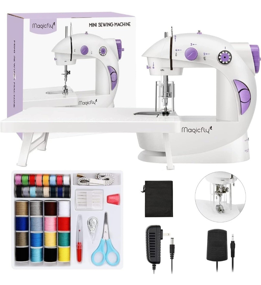 Magicfly Mini Sewing Machine with Extension Table, Dual Speed Portable Sewing...