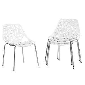 Modern Dining Chairs Set Plastic Saping Birch Chairs Stackable Chairs Set for