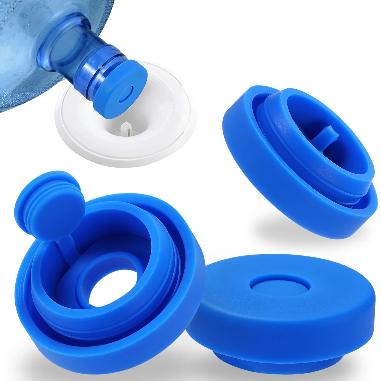 3 Pack Reusable 5 Gallon Water Jug Caps, Leak Proof Bottle Lids (55mm)