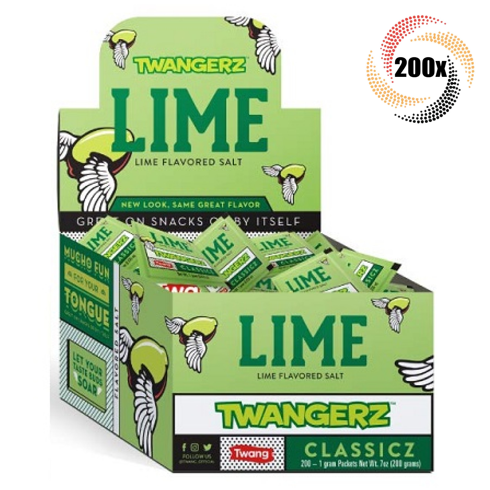 Full Box 200x Packets Twang Twangerz Classicz Lime Salt Topping | 0.03oz