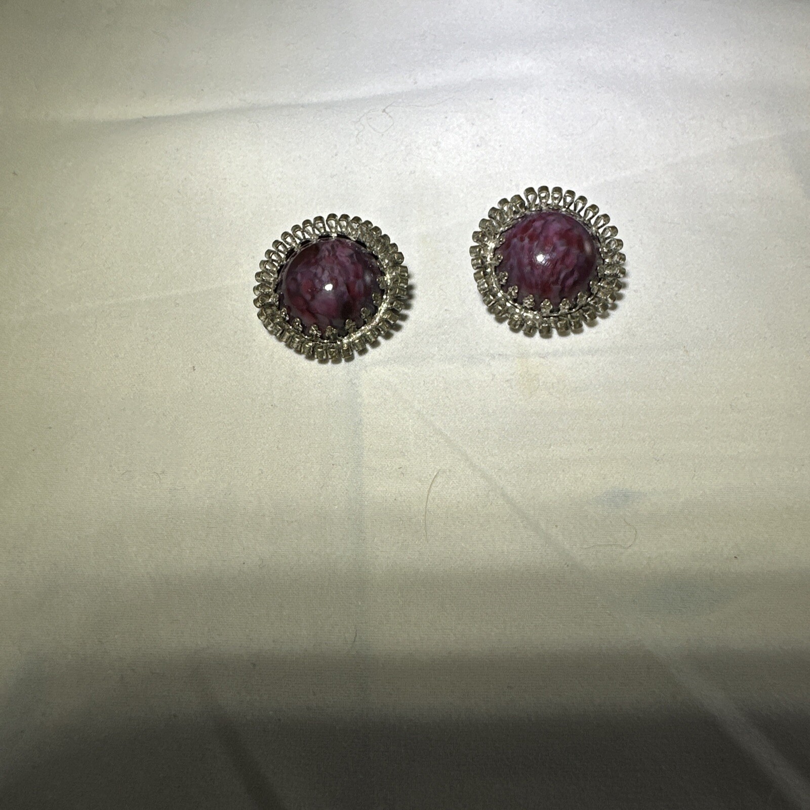 vintage clip on earrings purple