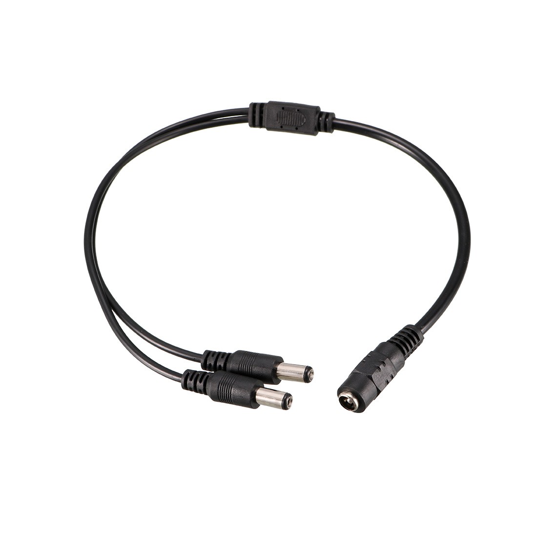 Power Splitter Cable 12V DC 1 Female to 2 Male Connectors 40cm 2.1x5.5mm Black