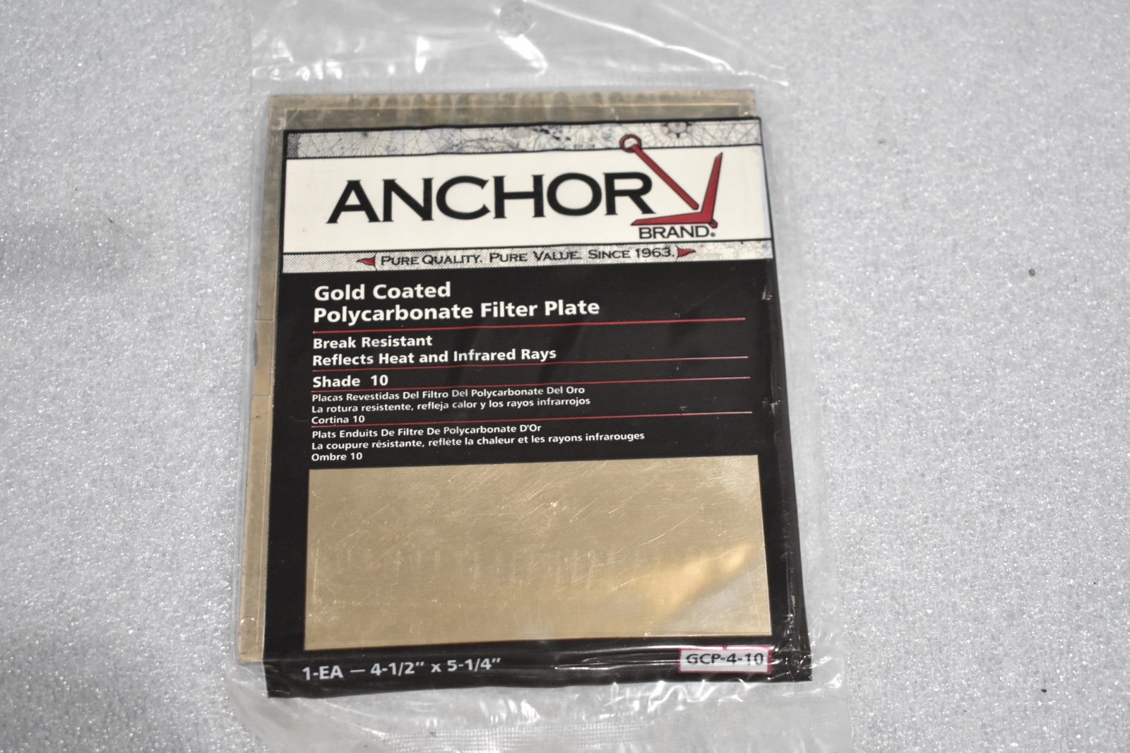 ANCHOR 101-GCP-4-10 GOLD COATED POLYCARBONATE FILTER PLATE 4.5 X 5.25 (1EACH)