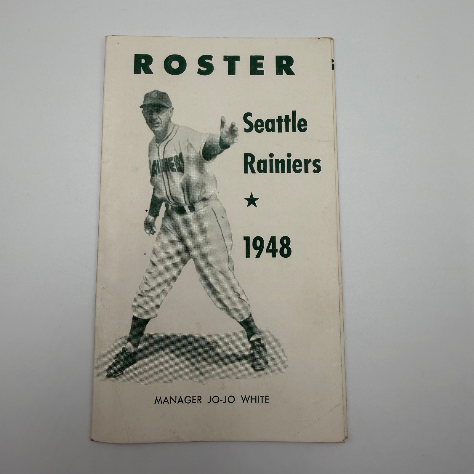 Vintage 1948 Seattle Rainiers Baseball Roster Schedule Jo-Jo White PCL Ephemera