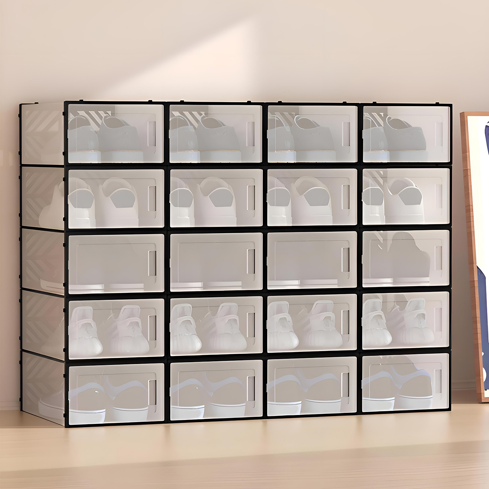 Rectangle Stackable Shoe Boxes, 20 Pieces Shoe Organisers, Shoe Storage Box