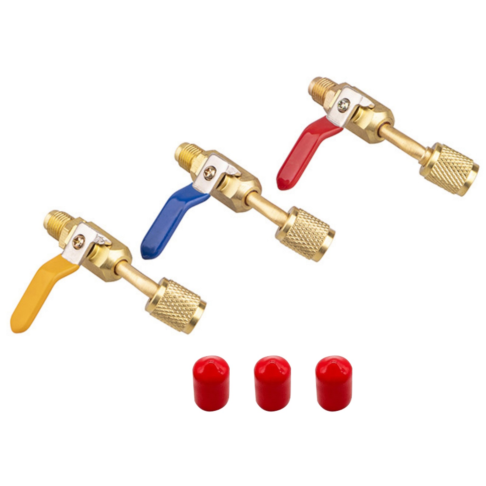 3PCS/Set Brass Air Conditioning Shut Valve Accessories For AC Charging Hoses