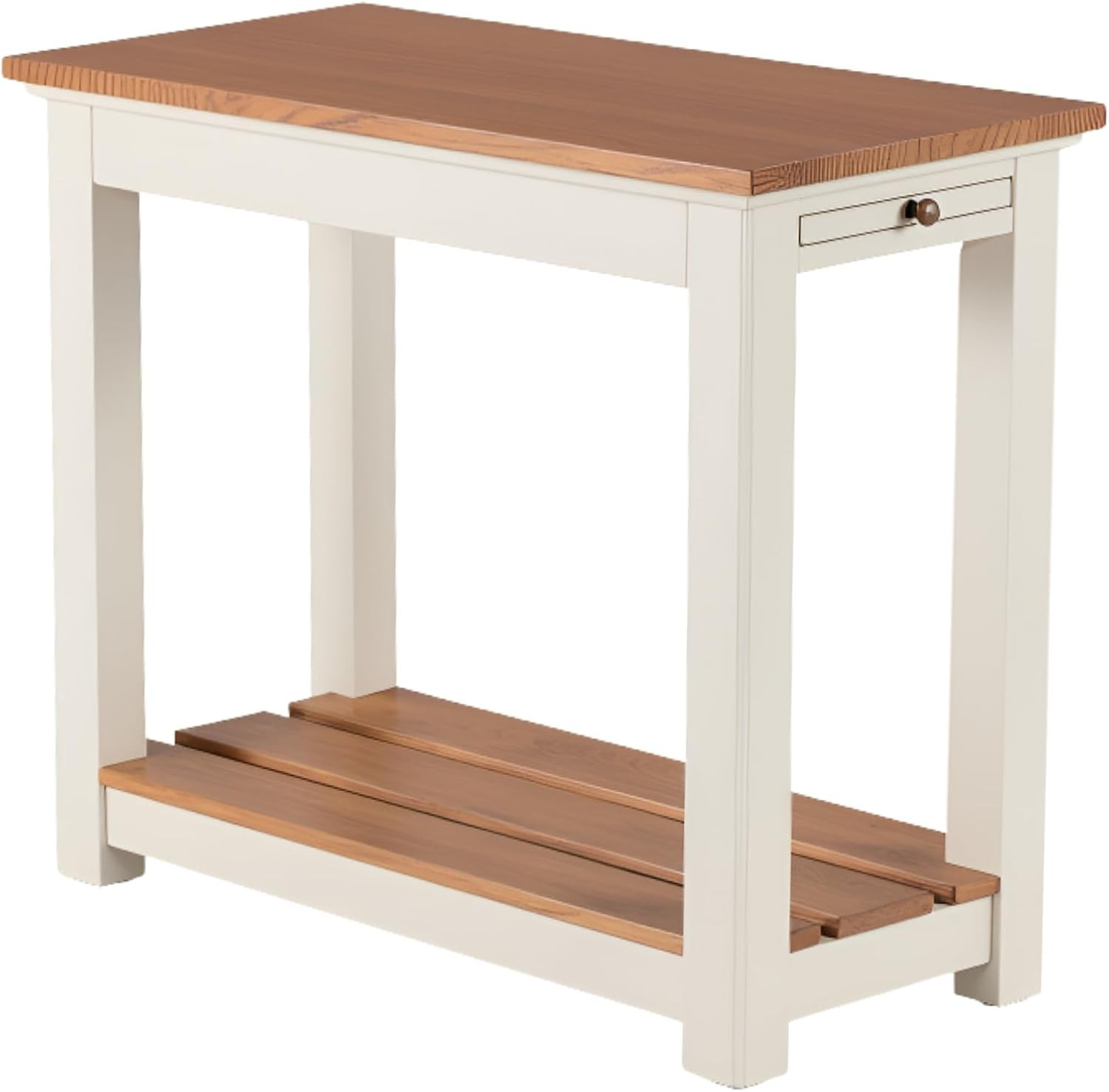 Savannah Narrow End Table – 12” W X 22” D Small Side Table with Pull-Out Tray an