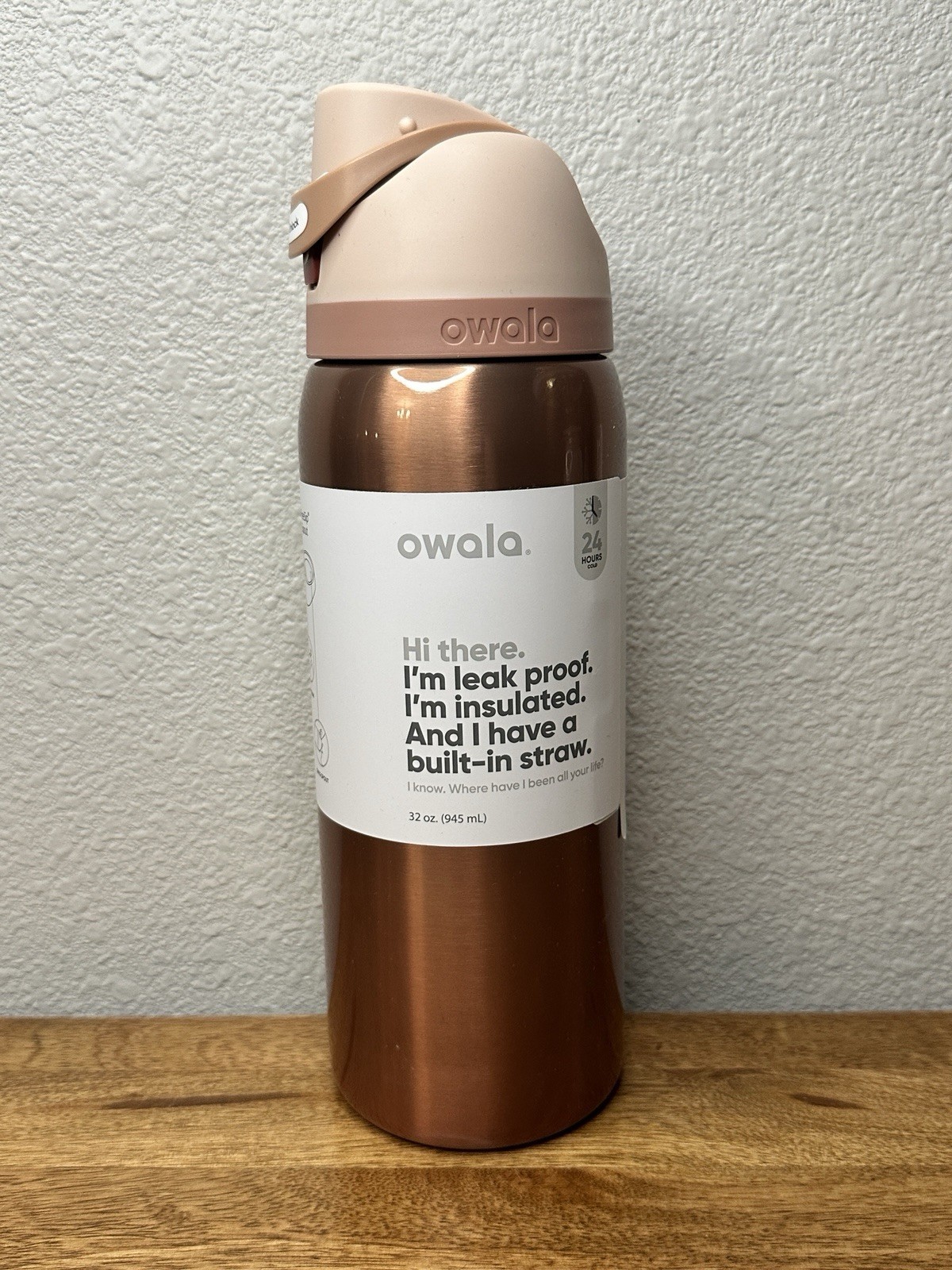 Owala Metallic Rose Gold In Good Company FreeSip Water Bottle Holiday 2026